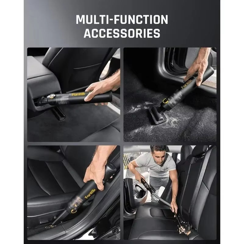 Fanttik Slim V8 Mate/V8 Apex Portable Cordless Car Vacuum 12000Pa/30Aw Robustclean Mini Vacuum with Flexible Hose and Pet Brush
